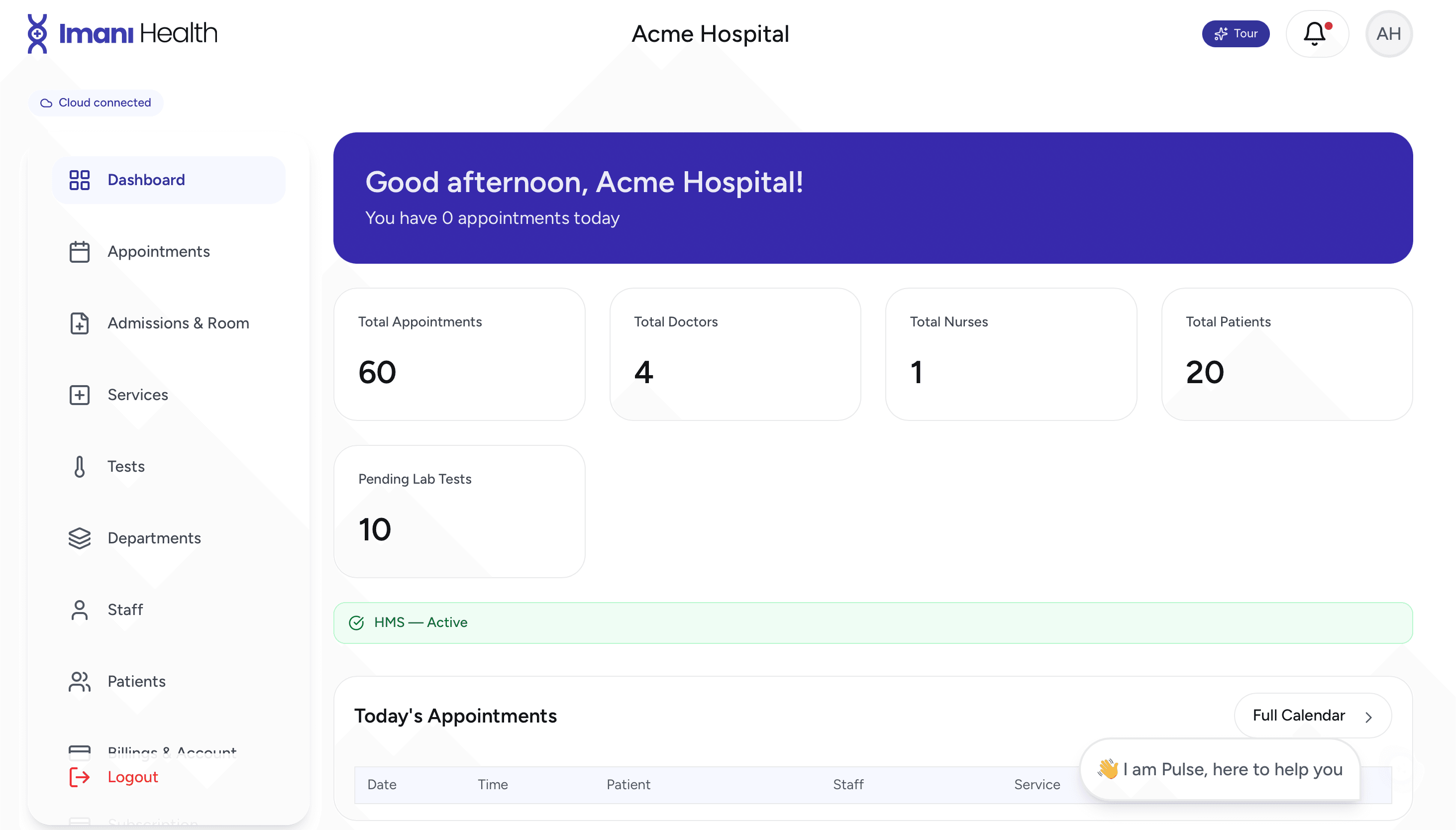 Administration dashboard